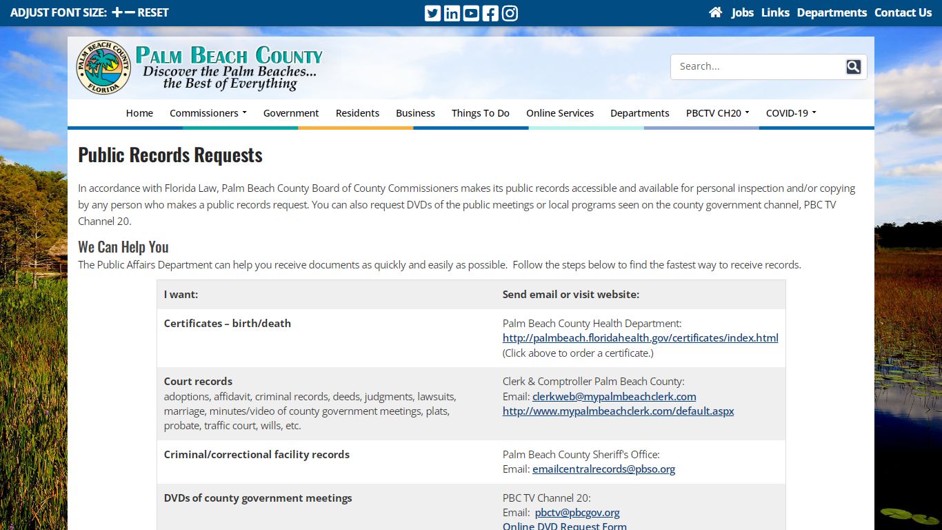 Public Records Requests - Palm Beach County, Florida